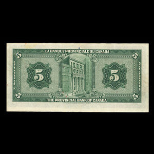 Canada, Banque Provinciale du Canada, 5 dollars : 2 janvier 1935