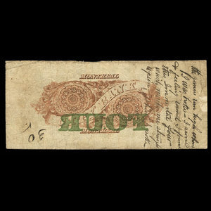 Canada, Banque de la Cité, 4 dollars : 1 janvier 1857