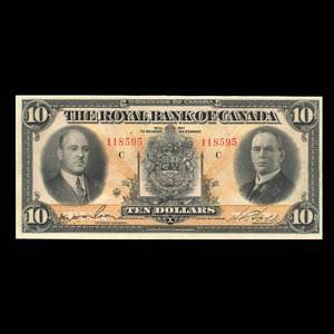 Canada, Banque Royale du Canada, 10 dollars : 3 juillet 1933