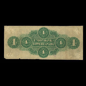 Canada, Union Bank of Lower Canada, 4 dollars : 1 septembre 1870