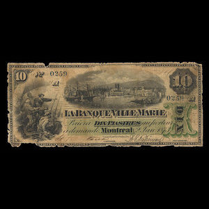 Canada, Banque Ville-Marie, 10 dollars : 2 janvier 1873