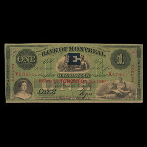 Canada, Banque de Montréal, 1 dollar : 3 janvier 1859