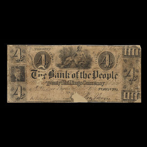 Canada, Bank of the People, 4 dollars : 9 octobre 1840