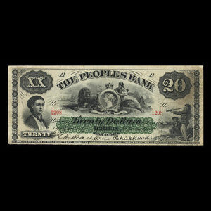 Canada, People's Bank of Halifax, 20 dollars : 1 novembre 1898