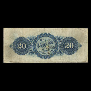 Canada, People's Bank of Halifax, 20 dollars : 1 novembre 1898