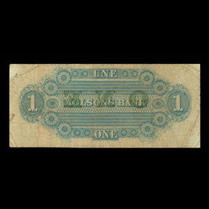 Canada, Molsons Bank, 1 piastre : 1 octobre 1855