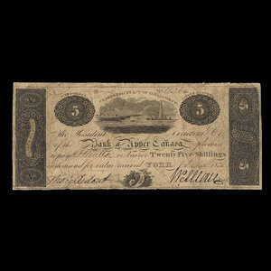 Canada, Bank of Upper Canada (York), 5 dollars : 9 janvier 1830