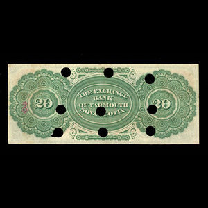 Canada, Exchange Bank of Yarmouth, 20 dollars : 1 juillet 1902