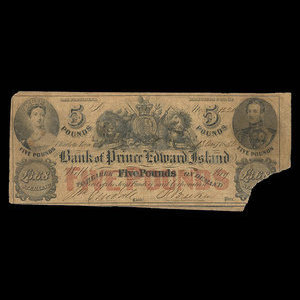 Canada, Bank of Prince Edward Island, 5 livres(anglaise) : 15 août 1856