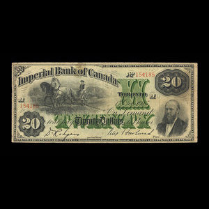 Canada, Imperial Bank of Canada, 20 dollars : 1 octobre 1915