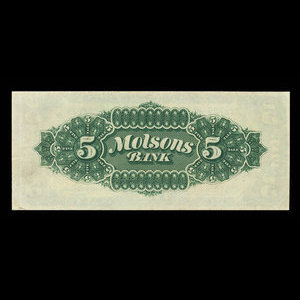 Canada, Molsons Bank, 5 dollars : 3 juillet 1899