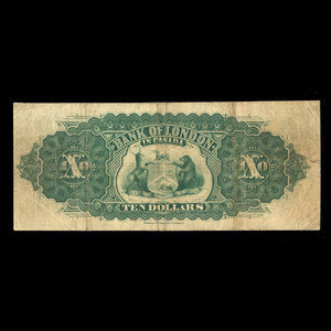 Canada, Bank of London in Canada, 10 dollars : 1 décembre 1883