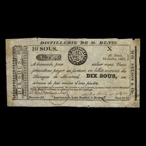 Canada, Wfd. Nelson & Cie., 10 sous : 22 juillet 1837