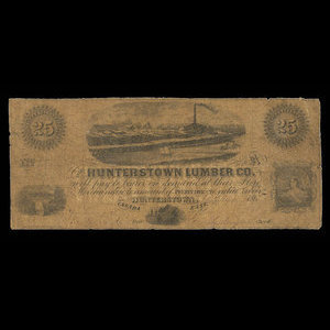 Canada, Hunterstown Lumber Co., 25 cents : 1 mai 1865