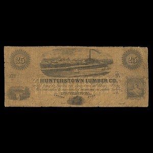 Canada, Hunterstown Lumber Co., 75 cents : 1 août 1864