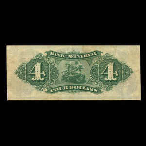 Canada, Banque de Montréal, 4 dollars : 6 février 1871