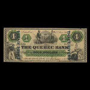 Canada, Banque de Québec, 4 dollars : 2 janvier 1863