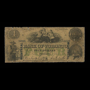 Canada, Bank of Toronto (The), 4 dollars : 2 juillet 1859