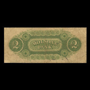 Canada, Molsons Bank, 2 dollars : 1 octobre 1857