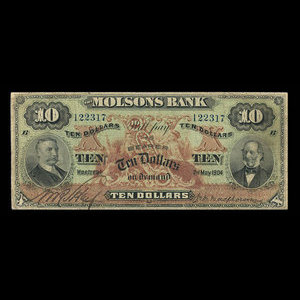 Canada, Molsons Bank, 10 dollars : 2 mai 1904