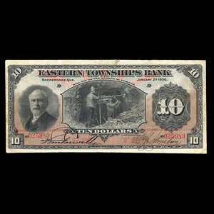 Canada, Eastern Townships Bank, 10 dollars : 2 janvier 1906