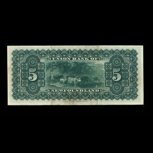 Canada, Union Bank of Newfoundland, 5 dollars : 1 mai 1889