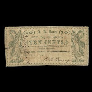 Canada, A.A. Barry, 10 cents : 18 octobre 1862