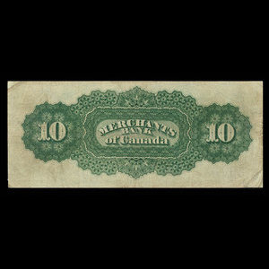 Canada, Merchants Bank of Canada (The), 10 dollars : 2 juillet 1886