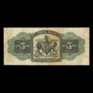 Canada, Banque Royale du Canada, 5 dollars : 2 janvier 1901