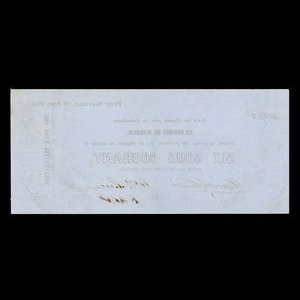 Canada, William Price & Fils, 6 sous : 10 juin 1851