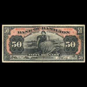 Canada, Bank of Hamilton, 50 dollars : 1 juin 1914