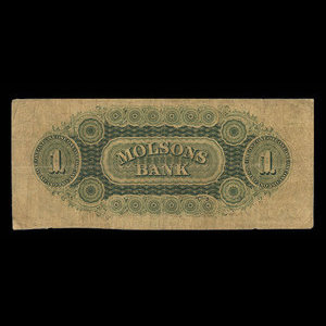 Canada, Molsons Bank, 1 dollar : 1 octobre 1857