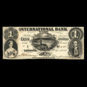 Canada, International Bank of Canada, 1 dollar : 15 septembre 1858