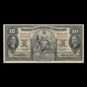 Canada, Banque Canadienne Nationale, 10 dollars : 2 janvier 1935