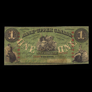 Canada, Bank of Upper Canada (York), 1 dollar : 1 janvier 1861