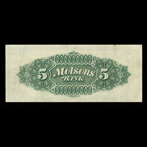 Canada, Molsons Bank, 5 dollars : 2 janvier 1900