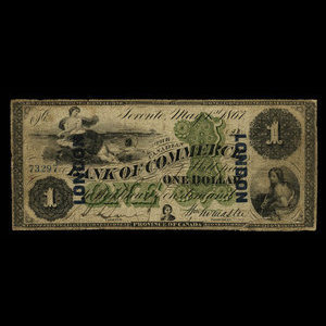 Canada, Canadian Bank of Commerce, 1 dollar : 1 mai 1867