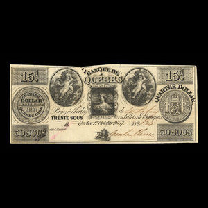 Canada, Banque de Québec, 30 sous : 1 octobre 1837