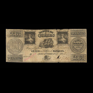 Canada, Banque de Québec, 1 écu : 1 octobre 1837