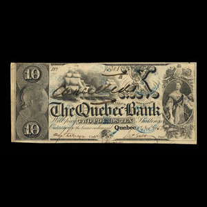 Canada, Banque de Québec, 10 dollars : 1 novembre 1853