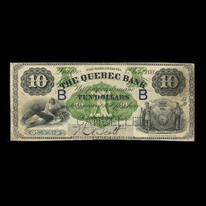 Canada, Banque de Québec, 10 dollars : 3 janvier 1888