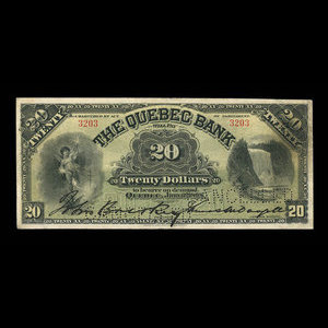 Canada, Banque de Québec, 20 dollars : 3 janvier 1898