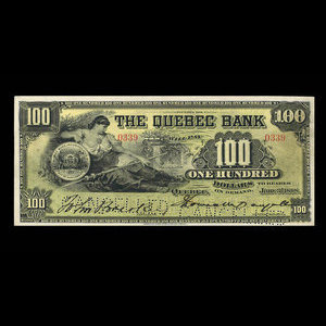 Canada, Banque de Québec, 100 dollars : 3 janvier 1898