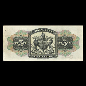 Canada, Banque Royale du Canada, 5 dollars : 2 janvier 1901