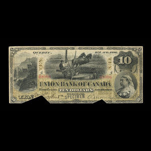 Canada, Union Bank of Canada (The), 10 dollars : 2 août 1886