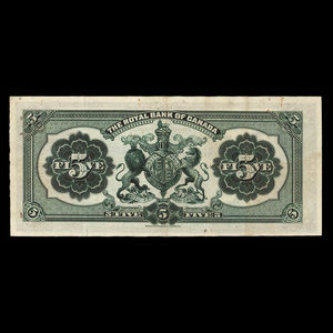 Guyane britannique, Banque Royale du Canada, 5 dollars : 2 janvier 1913