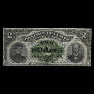 Canada, Dominion du Canada, 2 dollars : 2 juillet 1887