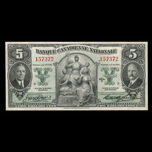 Canada, Banque Canadienne Nationale, 5 dollars : 2 janvier 1935