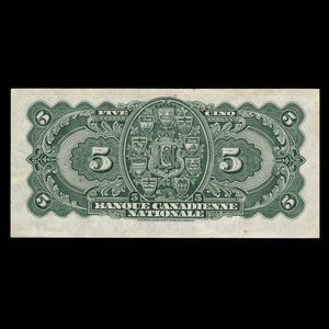 Canada, Banque Canadienne Nationale, 5 dollars : 2 janvier 1935