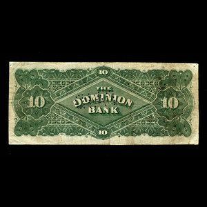 Canada, Dominion Bank, 10 dollars : 1 juillet 1898